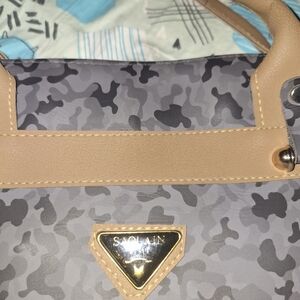 Gray and Tan Women's Purse